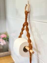 Burnt Orange Toilet Roll Holder Wall Mounted, Light Brown Boho Bathroom Decor Girls Accessories, Neutral Home