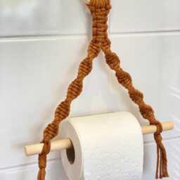 Burnt Orange Toilet Roll Holder Wall Mounted, Light Brown Boho Bathroom Decor Girls Accessories, Neutral Home - thumbnail 2