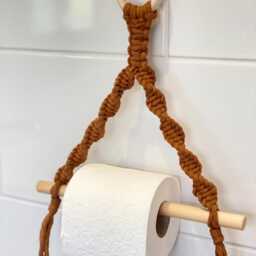 Burnt Orange Toilet Roll Holder Wall Mounted, Light Brown Boho Bathroom Decor Girls Accessories, Neutral Home - thumbnail 3