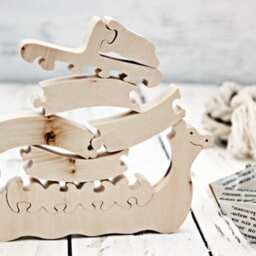Viking Ship, Wooden Ship Puzzle, Waldorf Wood Toys, Educational Eco Montessori Christmas Toys - thumbnail 4