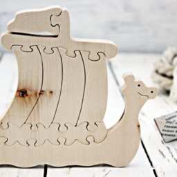 Viking Ship, Wooden Ship Puzzle, Waldorf Wood Toys, Educational Eco Montessori Christmas Toys - thumbnail 2