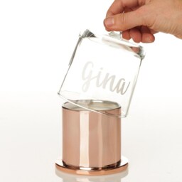 Personalised Rose Gold Soy Candle With Glass Cloche - thumbnail 3