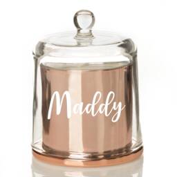 Personalised Rose Gold Soy Candle With Glass Cloche