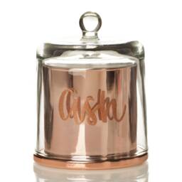 Personalised Rose Gold Soy Candle With Glass Cloche - thumbnail 2