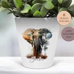 Watercolour Elephant Plant Pot/Pen Pot/ Makeup Brush Organiser With Custom Name - The Perfect Gift For Lovers - thumbnail 3
