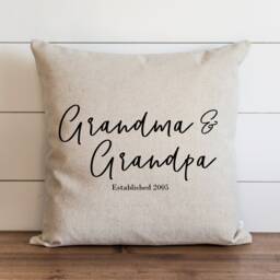 Grandma & Grandpa Est Date 20 X Pillow Cover - Custom Gift From Grandkids Personalized Grandchildren Grandparent Nana Papa - thumbnail 1