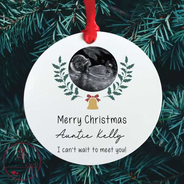 Personalised Pregnancy Announcement Baby Scan Bauble For Grandparents - Christmas Gift From Bump For Nanny Grandad Reveal - image 1