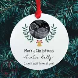 Personalised Pregnancy Announcement Baby Scan Bauble For Grandparents - Christmas Gift From Bump For Nanny Grandad Reveal - thumbnail 1
