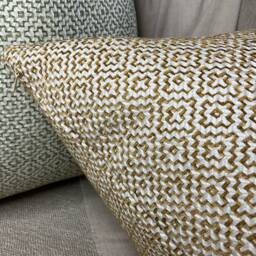 Sanderson Linden Ochre Cushion Cover Geometric Pillow, Double Sided - thumbnail 2