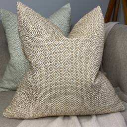 Sanderson Linden Ochre Cushion Cover Geometric Pillow, Double Sided - thumbnail 1