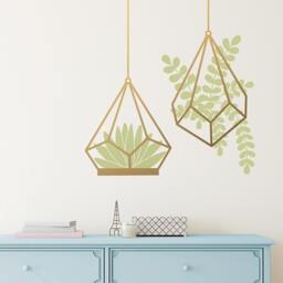 Succulent Wall Decals - Cactus Decals, Terrarium Decal, Modern Vinyl Unique Decor - thumbnail 1