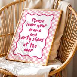 Leave Drama Dirty Shoes Door Art Print Funky Pink Typography - thumbnail 3