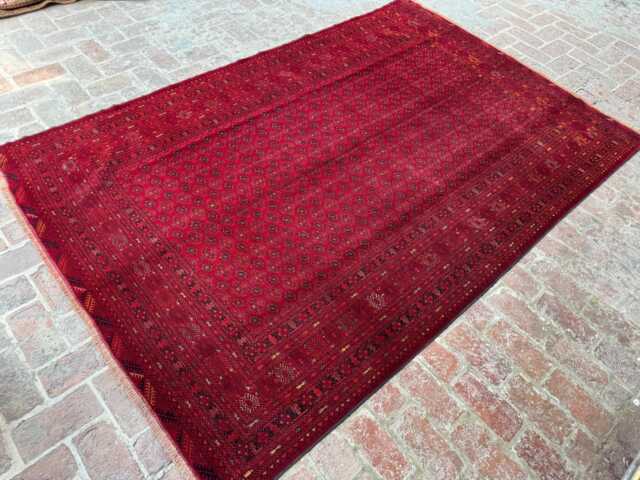 6x9 Handmade Afghan Khal Mohammadi Wool Rug -Deep Red Geometric Tribal Carpet - Authentic Hand-Knotted Oriental For Living Room, Hallway - image 1
