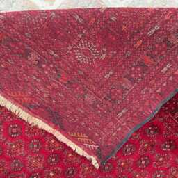 6x9 Handmade Afghan Khal Mohammadi Wool Rug -Deep Red Geometric Tribal Carpet - Authentic Hand-Knotted Oriental For Living Room, Hallway - thumbnail 4