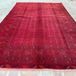 6x9 Handmade Afghan Khal Mohammadi Wool Rug -Deep Red Geometric Tribal Carpet - Authentic Hand-Knotted Oriental For Living Room, Hallway - thumbnail 3