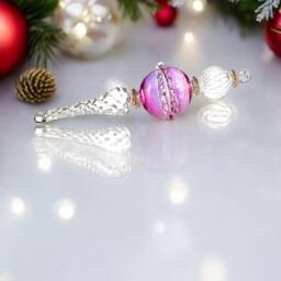 Large Blown Glass Christmas Ornament - Tree Topper, Housewarming Gift - thumbnail 3