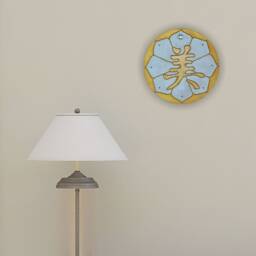 Round Feng Shui Wall Hanging With Gilded Calligraphy For Beauty & Joy, Precious Good Luck Home Decor in Pearl Beige Gold, Wellness Gift - thumbnail 2