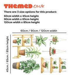 Plant Wall Sticker - Set Of Watercolour Plants On Shelves & Hanging Decals Nature Art - thumbnail 3