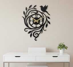 Bird Wall Clock Metal Art Nature Home Decor Tree Branch Sign Mothers Day Gift For Mom Gardener Kitchen Silent Mechanism