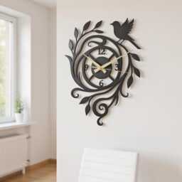 Bird Wall Clock Metal Art Nature Home Decor Tree Branch Sign Mothers Day Gift For Mom Gardener Kitchen Silent Mechanism - thumbnail 2
