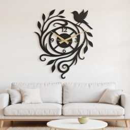 Bird Wall Clock Metal Art Nature Home Decor Tree Branch Sign Mothers Day Gift For Mom Gardener Kitchen Silent Mechanism - thumbnail 3