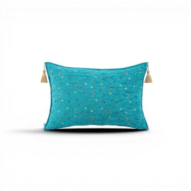 Turkish Fabric Pillow Cover 16x24, Turquoise Blue Boho Lumbar Pillow, Arabian Night Pattern Decorative Sofa Accent Throw Cushion Case - image 1