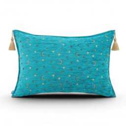 Turkish Fabric Pillow Cover 16x24, Turquoise Blue Boho Lumbar Pillow, Arabian Night Pattern Decorative Sofa Accent Throw Cushion Case - thumbnail 4