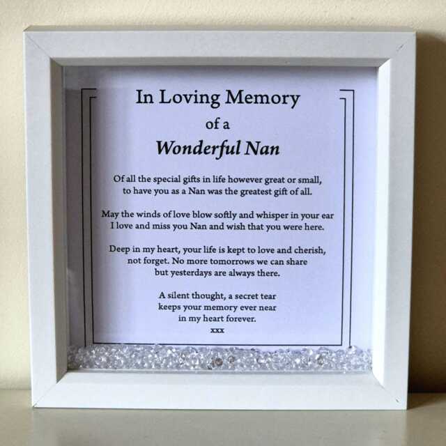 Nan Loving Memory Scatter Crystal Frame, Nan Memorial Gift, Miss You Nan, Funeral Poem, Remembrance Bereavement Sympathy - image 1