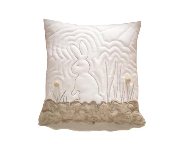 Easter Home Decoration, Bunny Throw Pillow, Rabbit Pillow Cover, 18 Inch/White Beige Machine Quilted - image 1