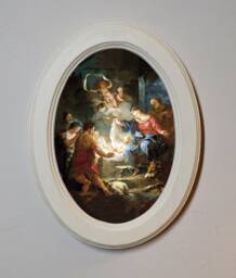 Ivory Oval Wooden Framed Christmas Picture, Festive Art Print, Jean Baptiste Marie Pierre, Nativity 6 X 4 Print - thumbnail 1
