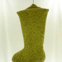 Christmas Stocking Wool Felt Camo Animal Print Green Ooak Repurposed Dana Buchman Sweater Buttons Recycled Upcycled 958 - thumbnail 3