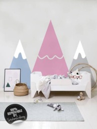 Pastel Mountains Wall Decal, Removable, Self Adhesive Decor For Kids Room, Repositionable, Peel & Stick, Wall Sticker #65 - thumbnail 1