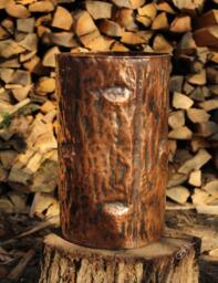 Handcrafted Copper Umbrella Stand - Unique Natural Tree Trunk Design - thumbnail 1