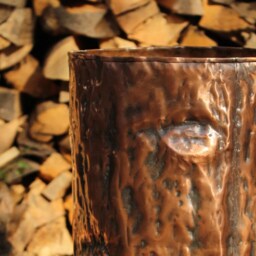 Handcrafted Copper Umbrella Stand - Unique Natural Tree Trunk Design - thumbnail 3