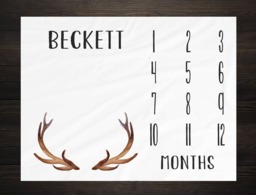 Baby Milestone Blanket Month Growth Tracker Fleece Shower Tribal Newborn Gift Minky Boy Rustic Nursery - thumbnail 1