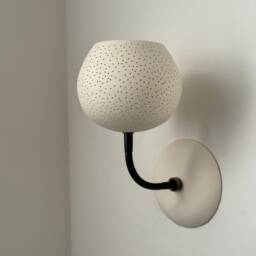 Claylight Sconce With Black Arm - Designer Wall Light Ceramic Lamp Unique Lighting - thumbnail 2