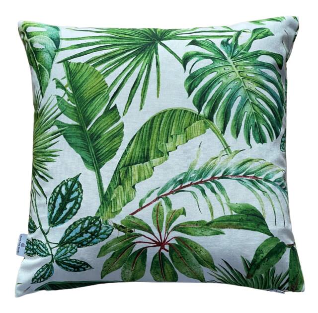 Botanical Cushion Cover/Leaves Plants Ficus Calathea Frogs Dragonflies & Grasshoppers - image 1