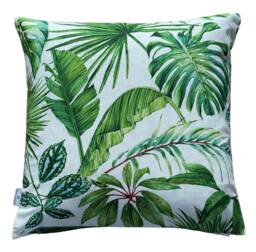 Botanical Cushion Cover/Leaves Plants Ficus Calathea Frogs Dragonflies & Grasshoppers - thumbnail 1
