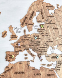 World Map Wall Art With Free Pins, Travel Push Pin Board, Wooden Of The Decor, Wood Apartment Decor - thumbnail 1
