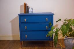 Sold Vintage Chest Of Drawers Painted in Dramatic Blue
