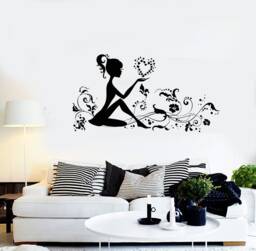 Young Girl Beauty Salon Vinyl Wall Decal Love Flower Floral Heart Romantic Bedroom Decor Stickers Mural - #2264Di - thumbnail 1