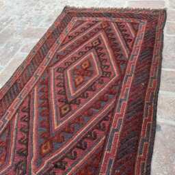 2'6x13'3 Tribal Runner Rug - Vintage Hand-Knotted Wool Moshwani , Oriental Cozy Geometric Design Kitchen Hallway - thumbnail 3