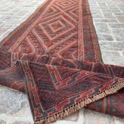 2'6x13'3 Tribal Runner Rug - Vintage Hand-Knotted Wool Moshwani , Oriental Cozy Geometric Design Kitchen Hallway - thumbnail 4