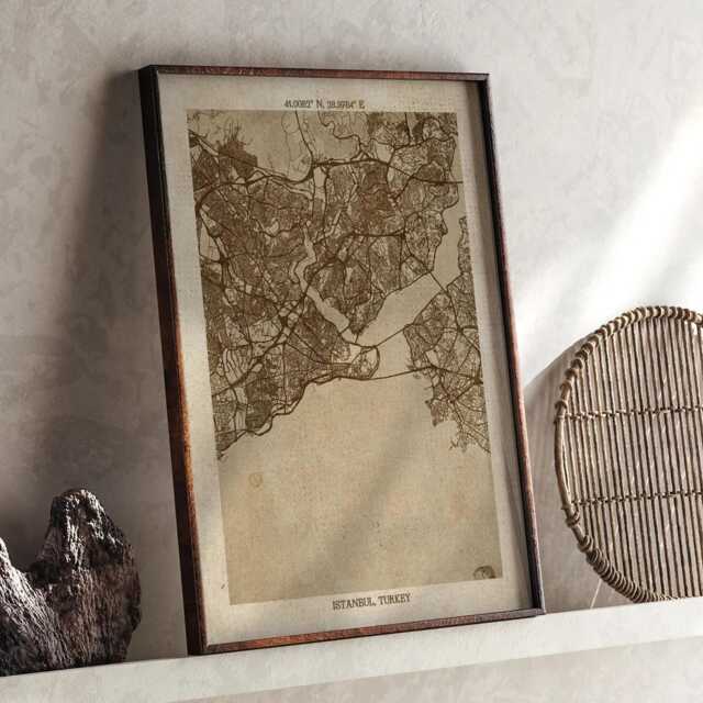 Istanbul Map - Vintage Beige Detailed Print Turkey Travel Gift - image 1