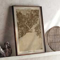 Istanbul Map - Vintage Beige Detailed Print Turkey Travel Gift - thumbnail 1