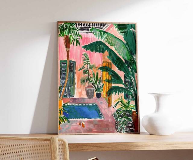 Islamic Poster, Middle Eastern Decor, Botanical Print, Arabic Wall Art, Persian Palestine Mosque Boho Muslim Gift - image 1