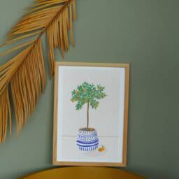 Illustration Orange Tree. Of An Orange Tree in A Pot. Postcard & Poster - thumbnail 3
