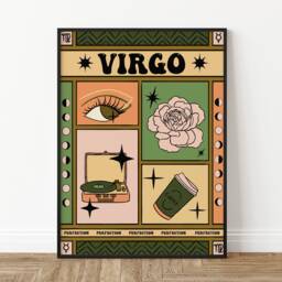 Virgo Star Sign Poster, Zodiac Tarot Card Print, Wall Decor, Boho Art, Spiritual Astrology A1/A2/A3/A4 - thumbnail 3