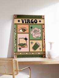 Virgo Star Sign Poster, Zodiac Tarot Card Print, Wall Decor, Boho Art, Spiritual Astrology A1/A2/A3/A4 - thumbnail 1