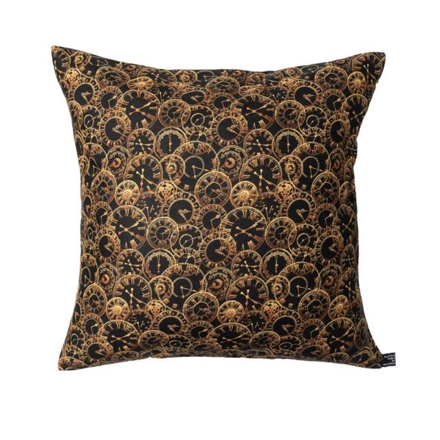 Great Steampunk Fabric With A Mass Of Overlapping Clock Faces Cushion Cover Fits 18 - image 1
